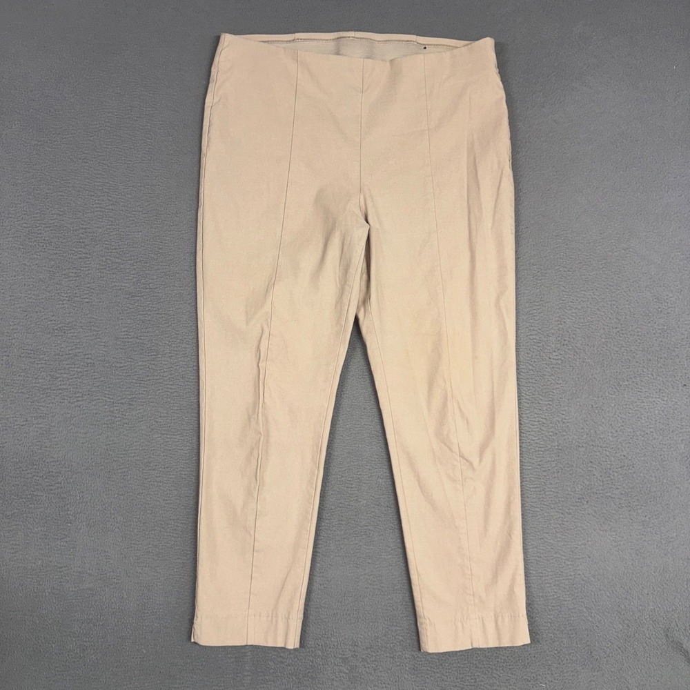 Chicos So Slimming Pants Womens 2.5 / 14 Beige Ankle Flat Front Pull On Stretch
